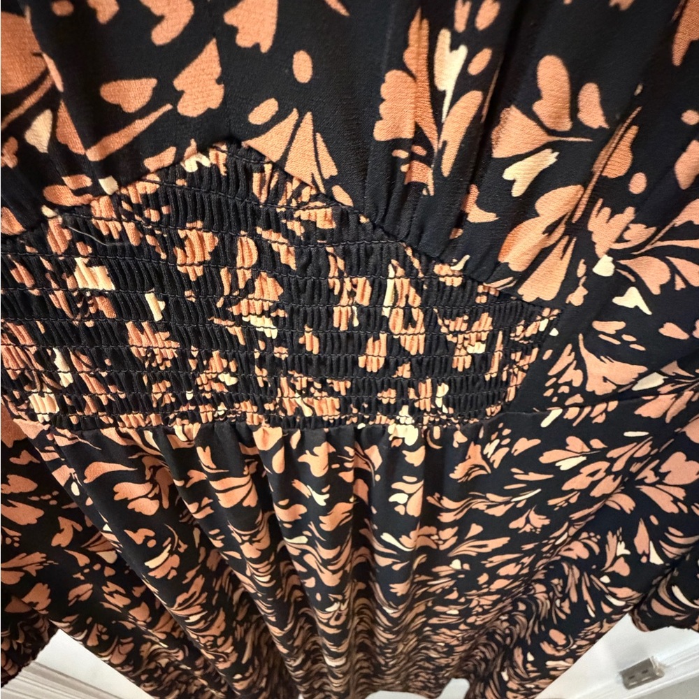 London Times Black and Orange Floral Long Sleeve Dress - Picture 3 of 4